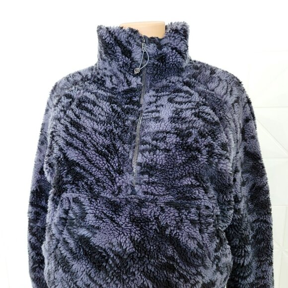 Lululemon Women Black Scuba Oversized Fleece Funnel Neck Jacquard Pullover Sz M - Picture 3 of 9
